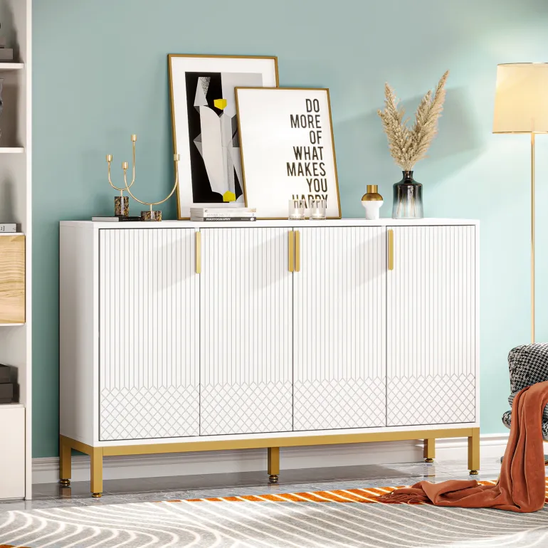 Online Tribesigns Sideboard Buffet, 59" Luxury Buffet Storage Cabinet with 4 Doors