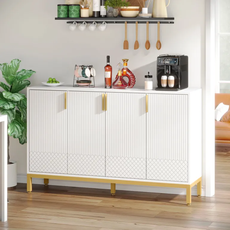 Online Tribesigns Sideboard Buffet, 59" Luxury Buffet Storage Cabinet with 4 Doors