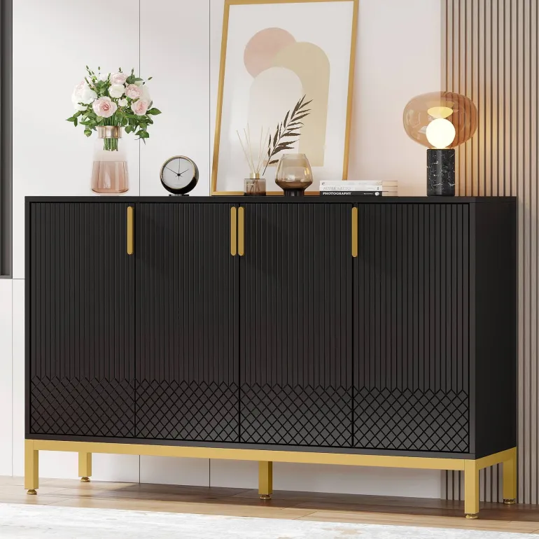 Online Tribesigns Sideboard Buffet, 59" Luxury Buffet Storage Cabinet with 4 Doors