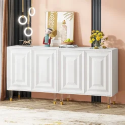 Clearance Tribesigns Sideboard Buffet, 63" Modern Kitchen Accent Cabinet with 4 Doors
