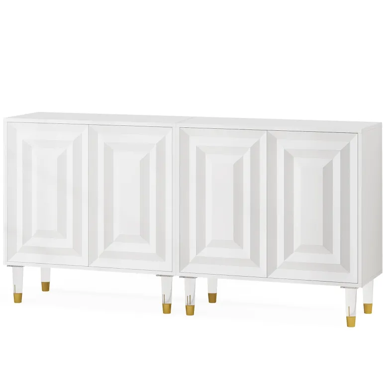 Clearance Tribesigns Sideboard Buffet, 63" Modern Kitchen Accent Cabinet with 4 Doors