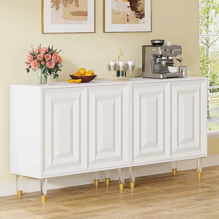 Clearance Tribesigns Sideboard Buffet, 63" Modern Kitchen Accent Cabinet with 4 Doors