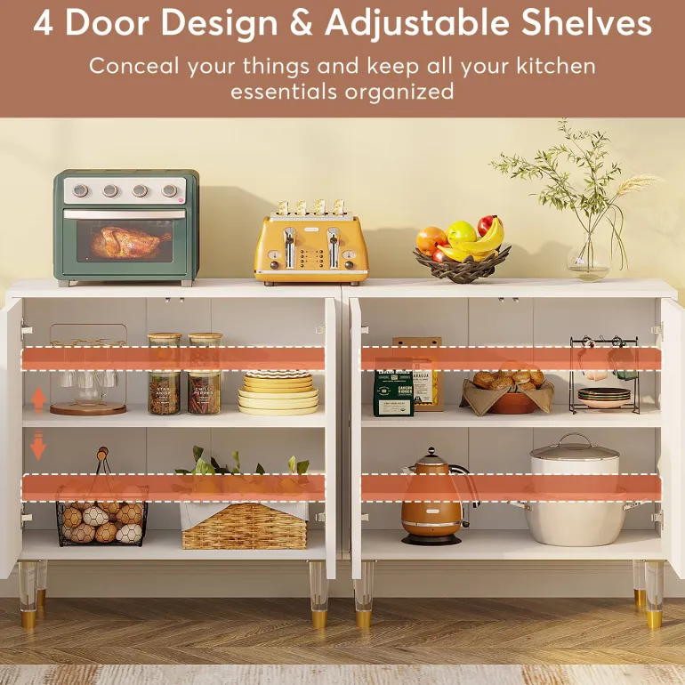 Clearance Tribesigns Sideboard Buffet, 63" Modern Kitchen Accent Cabinet with 4 Doors