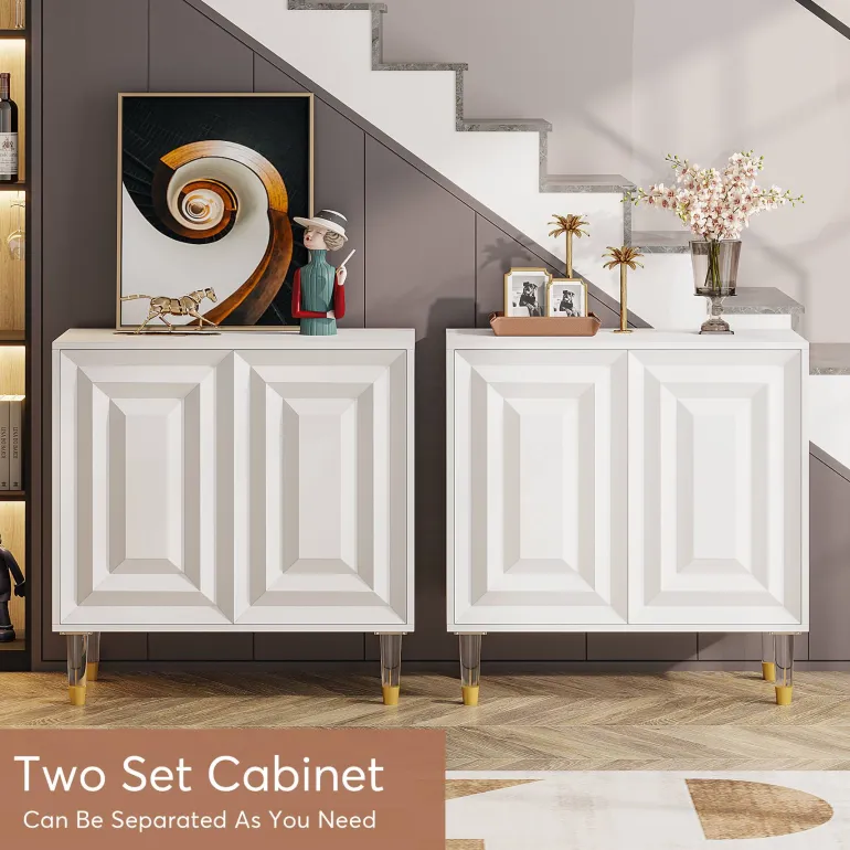 Clearance Tribesigns Sideboard Buffet, 63" Modern Kitchen Accent Cabinet with 4 Doors
