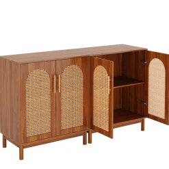 Fashion Tribesigns Sideboard Buffet Set of 2, Accent Rattan Storage Cabinet with Doors