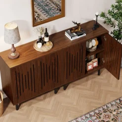 Shop Tribesigns Sideboard Buffet, Set of 2 Storage Cabinet with Adjustable Shelves