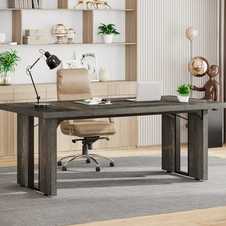 Store Tribesigns Simple Executive Desk, 70.9" Computer Desk Meeting Table for Home Office