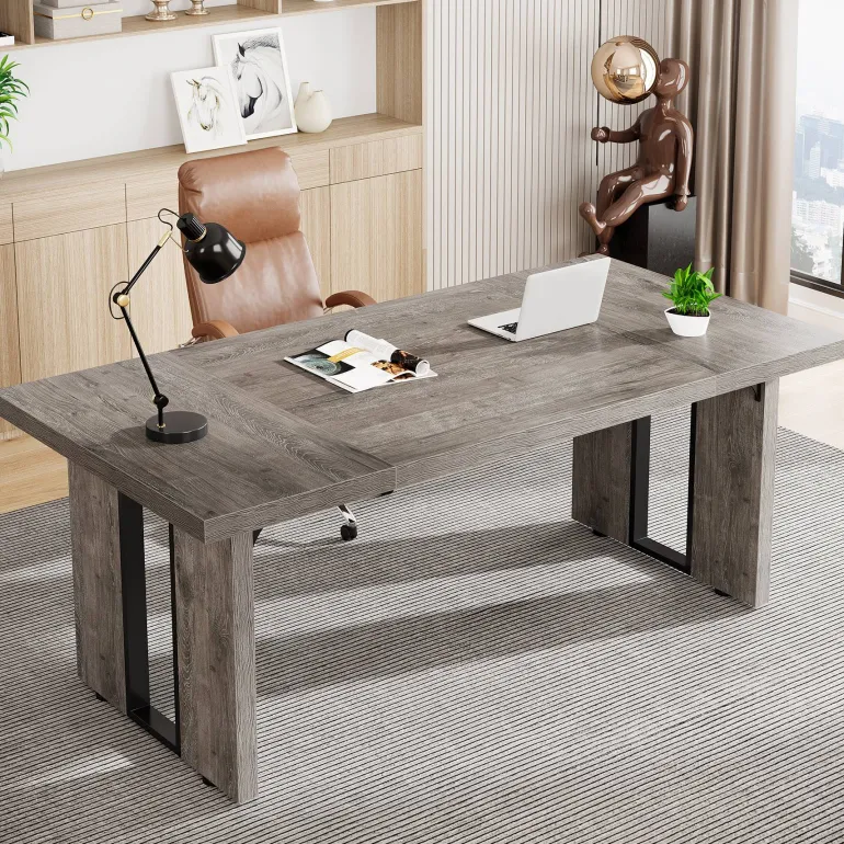 Store Tribesigns Simple Executive Desk, 70.9" Computer Desk Meeting Table for Home Office