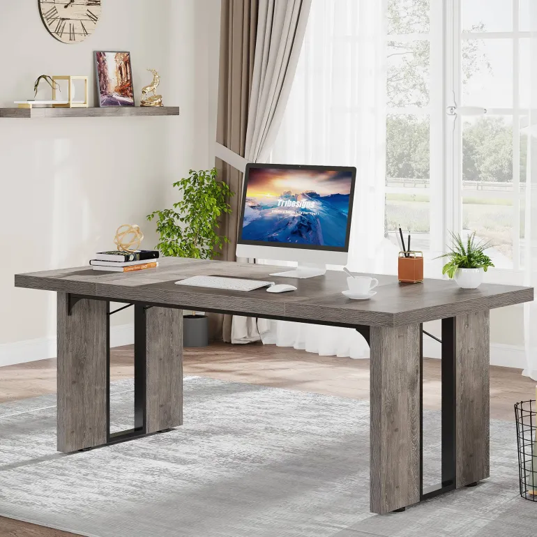 Store Tribesigns Simple Executive Desk, 70.9" Computer Desk Meeting Table for Home Office