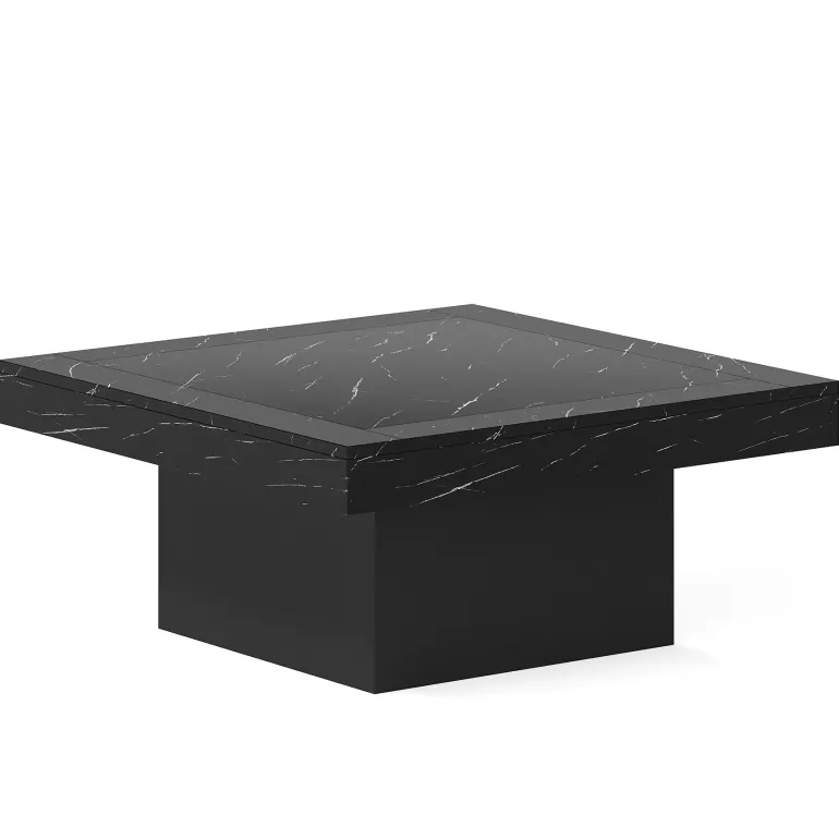 Shop Tribesigns Square Coffee Table, Farmhouse Wood Cocktail Table with LED Light