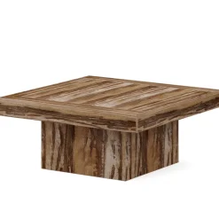 Shop Tribesigns Square Coffee Table, Farmhouse Wood Cocktail Table with LED Light