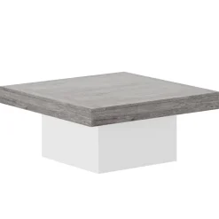 Shop Tribesigns Square Coffee Table, Farmhouse Wood Cocktail Table with LED Light
