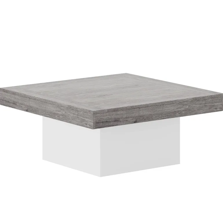 Shop Tribesigns Square Coffee Table, Farmhouse Wood Cocktail Table with LED Light