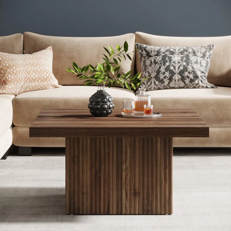 Cheap Tribesigns Square Coffee Table, 31.5-Inch Wood Center Table Cocktail Table