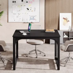 Discount Tribesigns Square Conference Table, Small Meeting Seminar Table Meeting Room Table