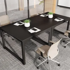 Discount Tribesigns Square Conference Table, Small Meeting Seminar Table Meeting Room Table