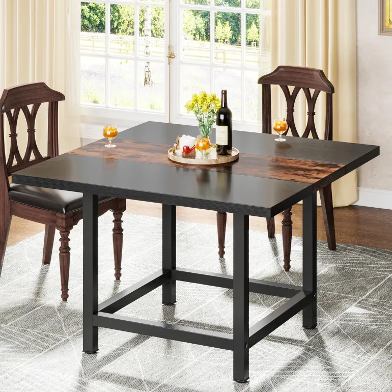 Best Tribesigns Square Dining Table, Farmhouse 39"x 39"x 29" Kitchen Table for 4