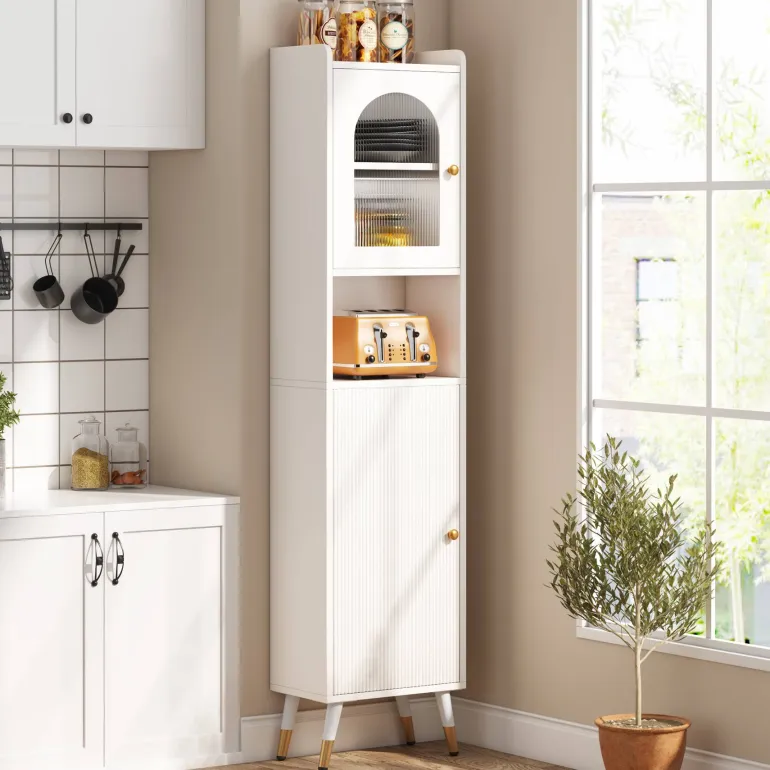 Shop Tribesigns Storage Cabinet, 67’’ Bathroom Cabinet with 2 Doors and 6 Shelves
