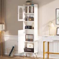 Shop Tribesigns Storage Cabinet, 67’’ Bathroom Cabinet with 2 Doors and 6 Shelves
