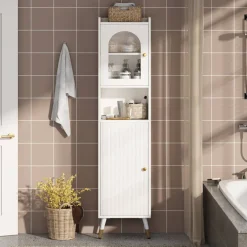 Shop Tribesigns Storage Cabinet, 67’’ Bathroom Cabinet with 2 Doors and 6 Shelves