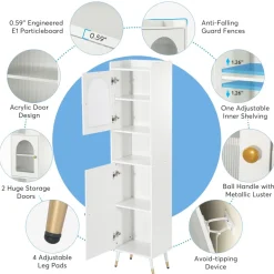 Shop Tribesigns Storage Cabinet, 67’’ Bathroom Cabinet with 2 Doors and 6 Shelves