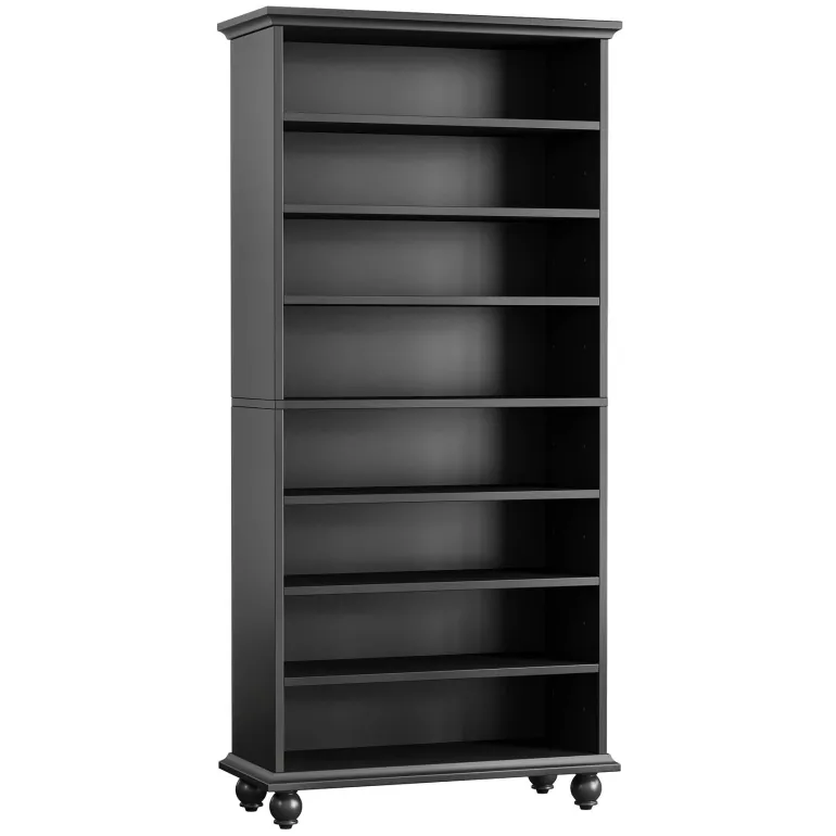 Best Sale Tribesigns 9-Tier Bookcase Wood Bookshelf with LED Lighting & Solid Wood Legs
