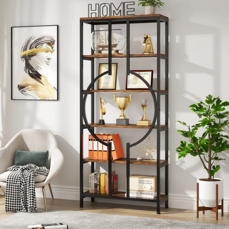 Best Sale Tribesigns 6-Tier Bookshelf, 70.9" Industrial Bookcase Display Shelf