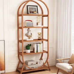 Flash Sale Tribesigns 5-Tier Bookshelf, 70.8" Open Bookcase Arched Display Rack