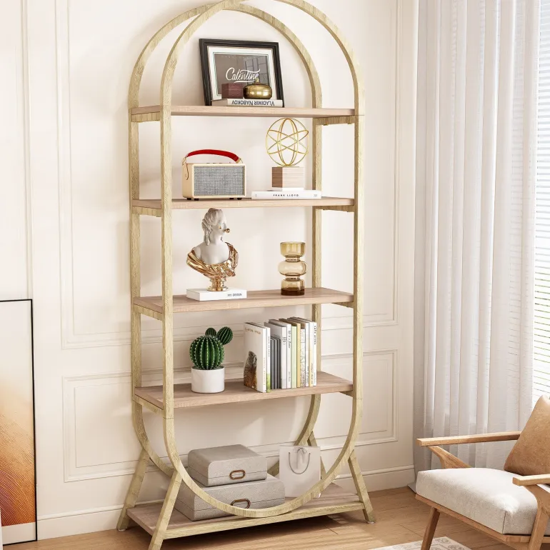 Flash Sale Tribesigns 5-Tier Bookshelf, 70.8" Open Bookcase Arched Display Rack