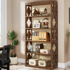 Best Sale Tribesigns 6-Tier Bookshelf, 70-Inch Wood Bookcase with Storage Shelves