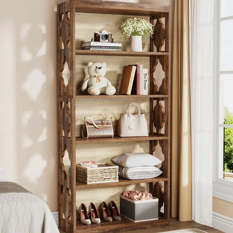 Best Sale Tribesigns 6-Tier Bookshelf, 70-Inch Wood Bookcase with Storage Shelves