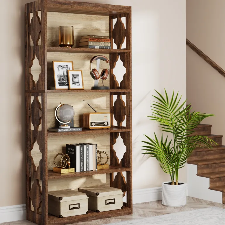 Best Sale Tribesigns 6-Tier Bookshelf, 70-Inch Wood Bookcase with Storage Shelves