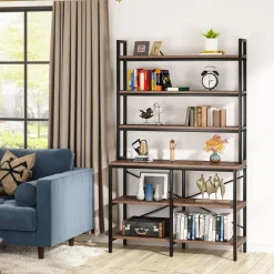 Store Tribesigns 6-Tier Bookshelf, Industrial Etagere Bookcase Storage Rack