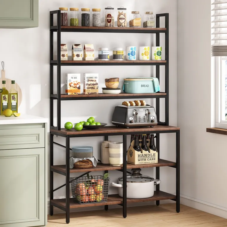 Store Tribesigns 6-Tier Bookshelf, Industrial Etagere Bookcase Storage Rack