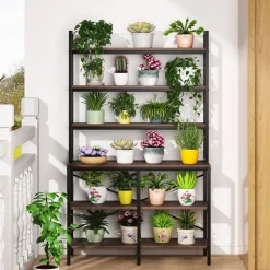 Store Tribesigns 6-Tier Bookshelf, Industrial Etagere Bookcase Storage Rack