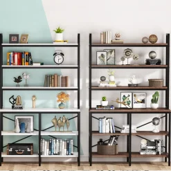 Store Tribesigns 6-Tier Bookshelf, Industrial Etagere Bookcase Storage Rack