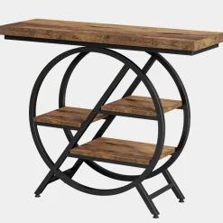 Online Tribesigns 4-Tier Console Table, 39.4" Entryway Table with Geometric Metal Frame
