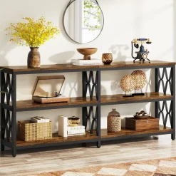 Outlet Tribesigns 3-Tier Console Table, 70.9" Industrial Sofa Foyer Table for Living Room
