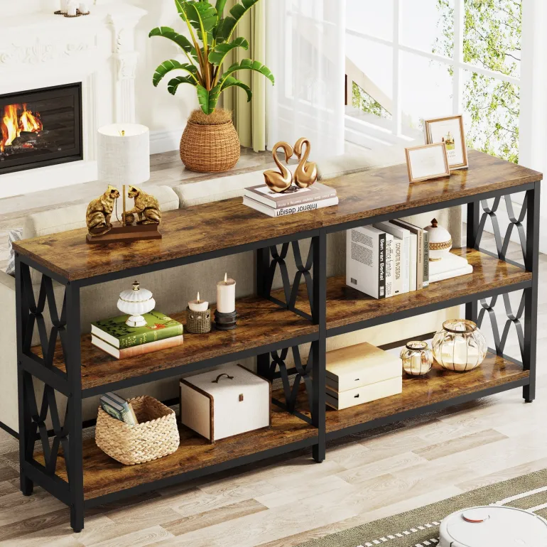 Outlet Tribesigns 3-Tier Console Table, 70.9" Industrial Sofa Foyer Table for Living Room