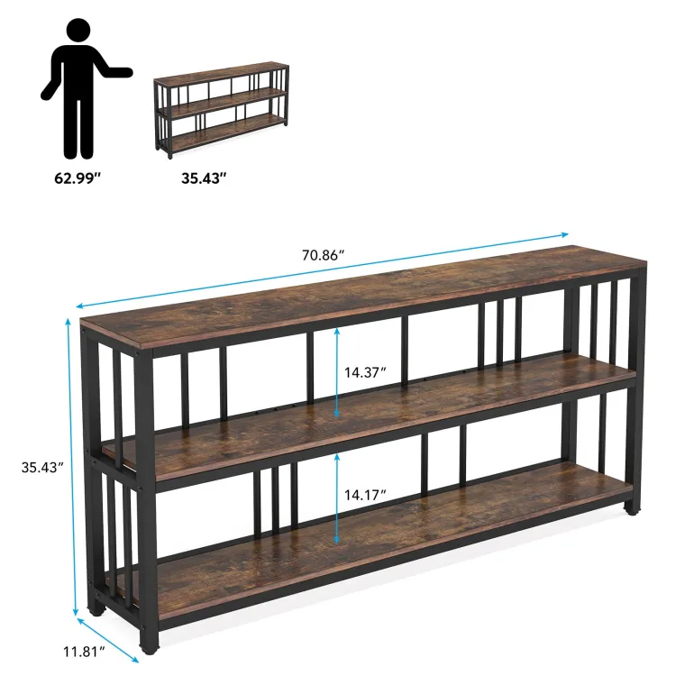 Online Tribesigns 3-Tier Console Table, 70.9" Long Sofa Table Behind Couch