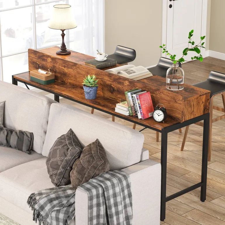 Cheap Tribesigns 2-Tier Console Table, 70.9" Sofa Hallway Table with Open Shelves