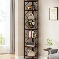 Hot Tribesigns 7-Tier Corner Shelf, 78.7” Corner Bookcase Slim Corner Storage Rack