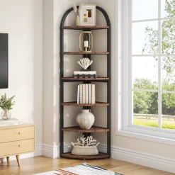 Fashion Tribesigns 6-Tier Corner Shelf, 71 inch Tall Corner Bookshelf for Small Space