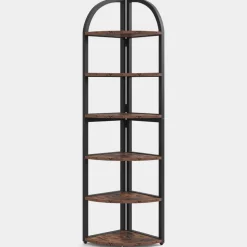 Fashion Tribesigns 6-Tier Corner Shelf, 71 inch Tall Corner Bookshelf for Small Space