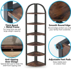 Fashion Tribesigns 6-Tier Corner Shelf, 71 inch Tall Corner Bookshelf for Small Space