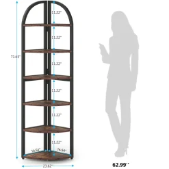 Fashion Tribesigns 6-Tier Corner Shelf, 71 inch Tall Corner Bookshelf for Small Space