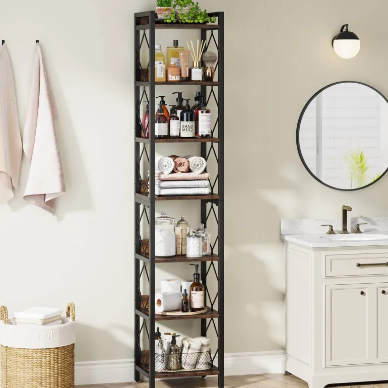 Discount Tribesigns 7-Tier Corner Shelf, 78.7" Narrow Bookshelf Corner Bookcase