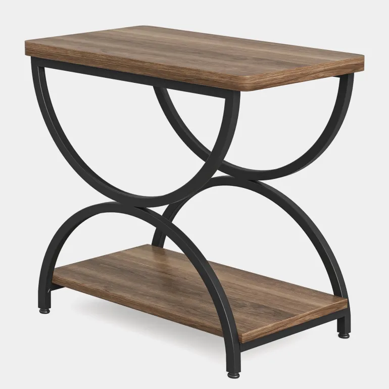 Sale Tribesigns 2-Tier End Table, Rectangular Side Table with Stylish Metal Frame