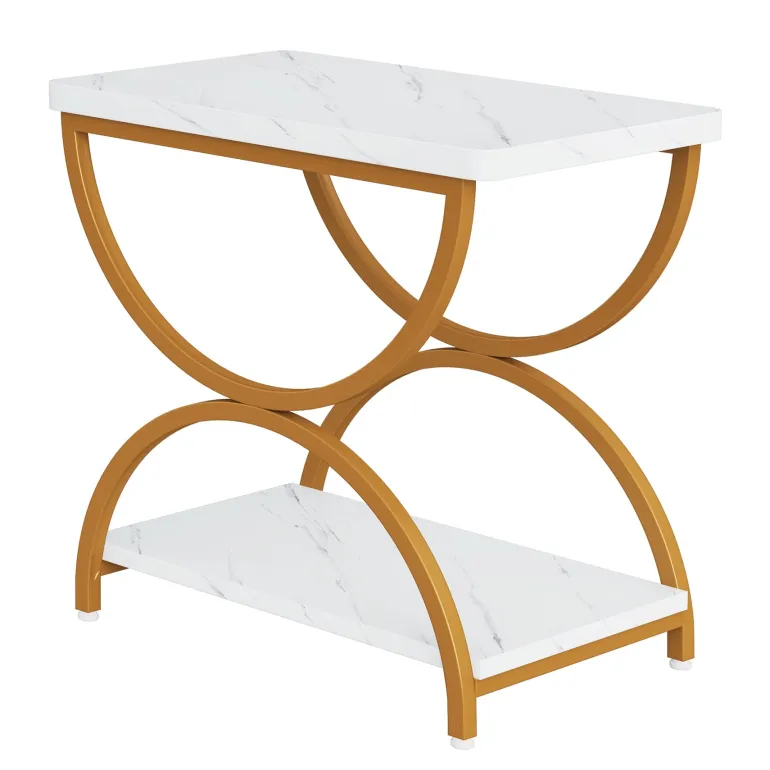 Sale Tribesigns 2-Tier End Table, Rectangular Side Table with Stylish Metal Frame