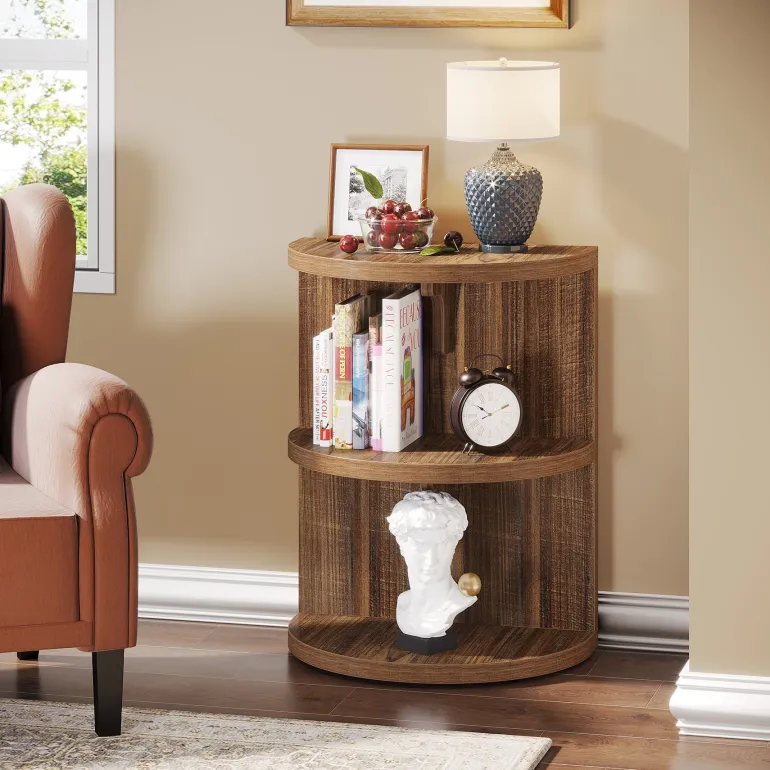 Best Tribesigns 3-Tier Half-Round End Table, Semi-circular Side Table for Living Room